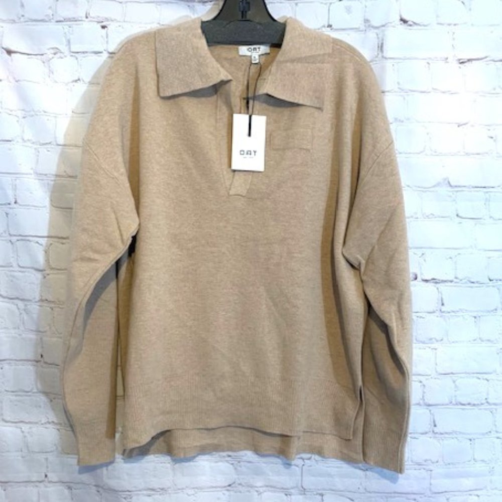 Oat New York Oatmeal Collared V-Neck Sweater - Size X-Large  New